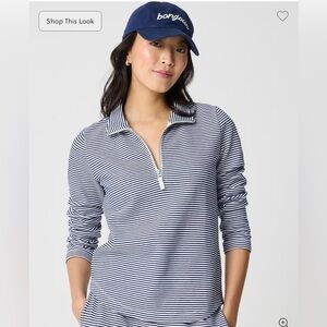 J. Crew Factory Navy and White Striped Top